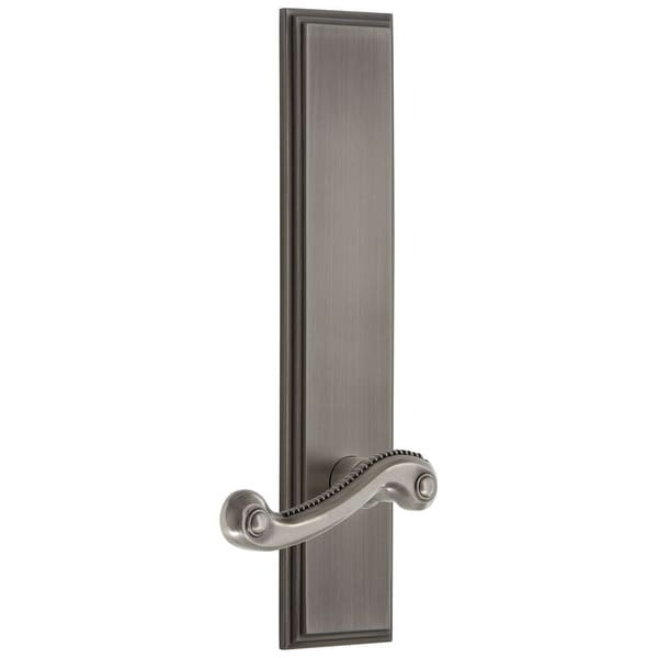 Grandeur CARNEW_TP_PSG_238_LH Carre Solid Brass Tall Plate Rose Left Handed Passage Door Lever Set with Newport Lever and