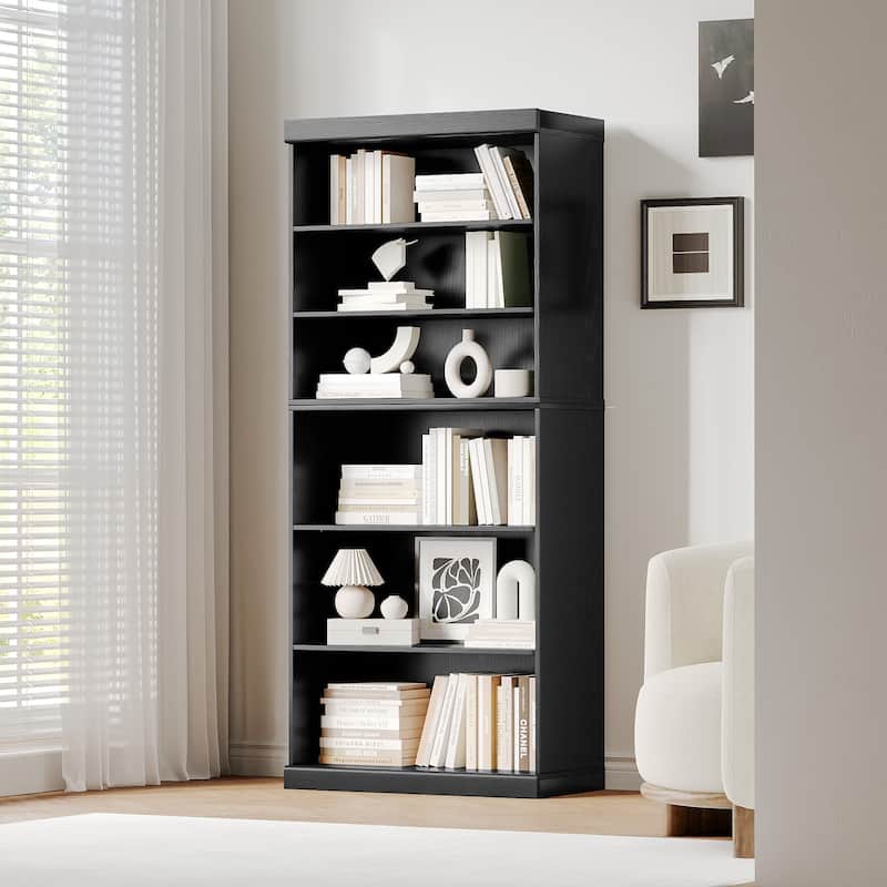 67" Solid Wood 6-Shelf Bookcase Storage