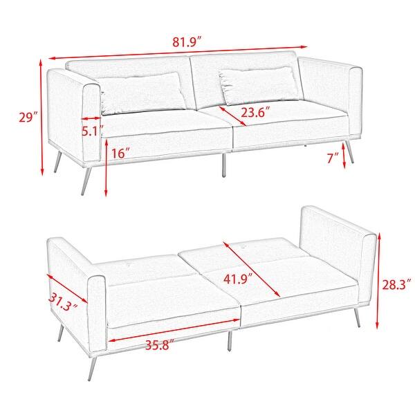 Sofa Bed Convertible Sleeper Couch Folding Sofa for Small Space, Blue
