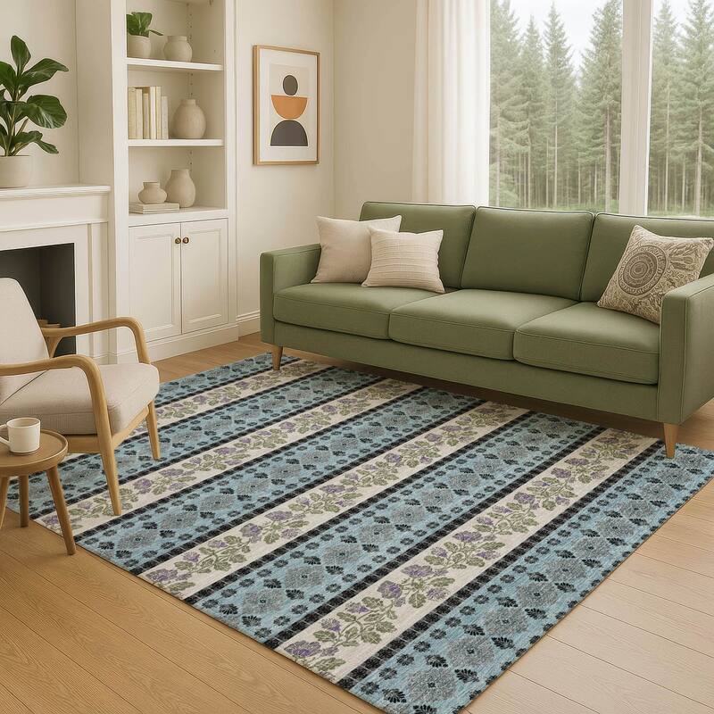 Machine Washable Indoor/ Outdoor Stripe Sochi Chantille Rug
