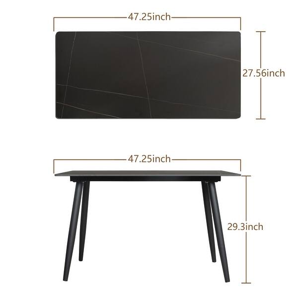 Rectangle Sintered Stone Dining Table with Metal Leg - Bed Bath ...
