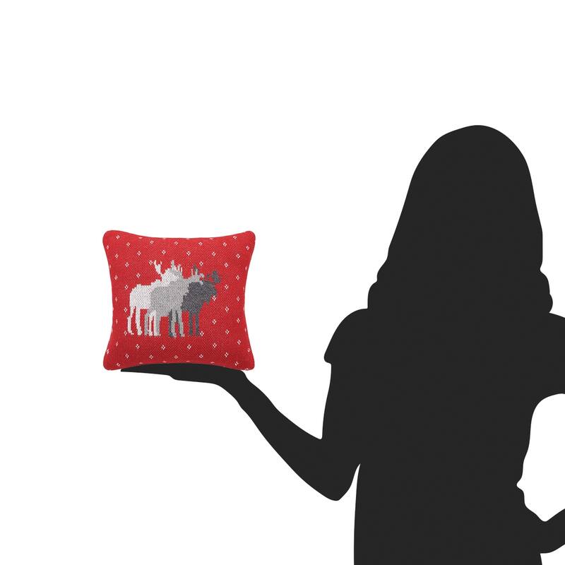 3 Moose Cotton Small/Petite Accent Pillow, 10" x 10"