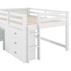 preview thumbnail 6 of 11, Full Size Low Loft Bed with Built-in Slide, Solid Wood Bed Frame with 3 Storage Drawers & 2 Doors for Kids Boys Girls Bedroom