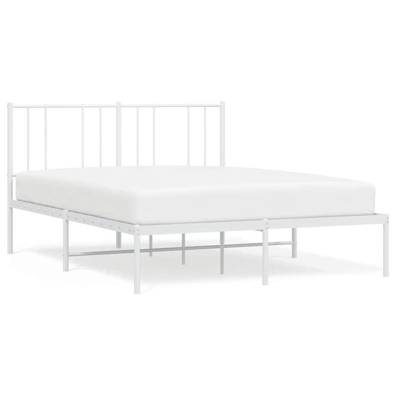 vidaXL Metal Bed Frame with Headboard, No Mattress
