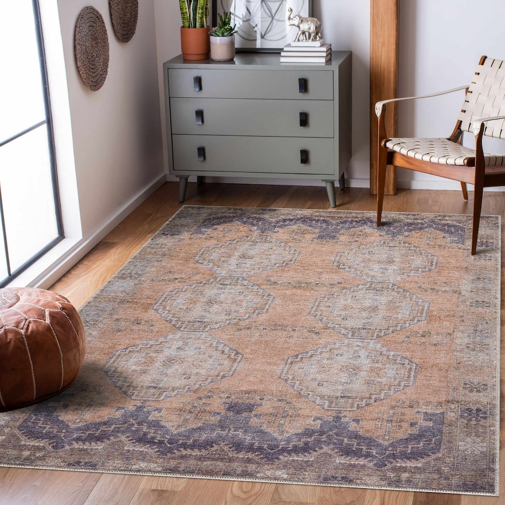 Hauteloom AUY Collection Machine Washable Persian Medallion Area Rug