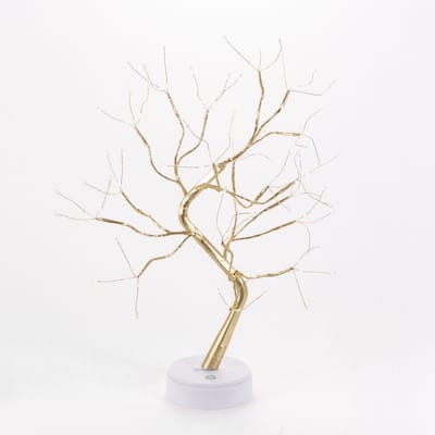 Elegant Champagne Gold Tree with Warm LED Lights - N/A