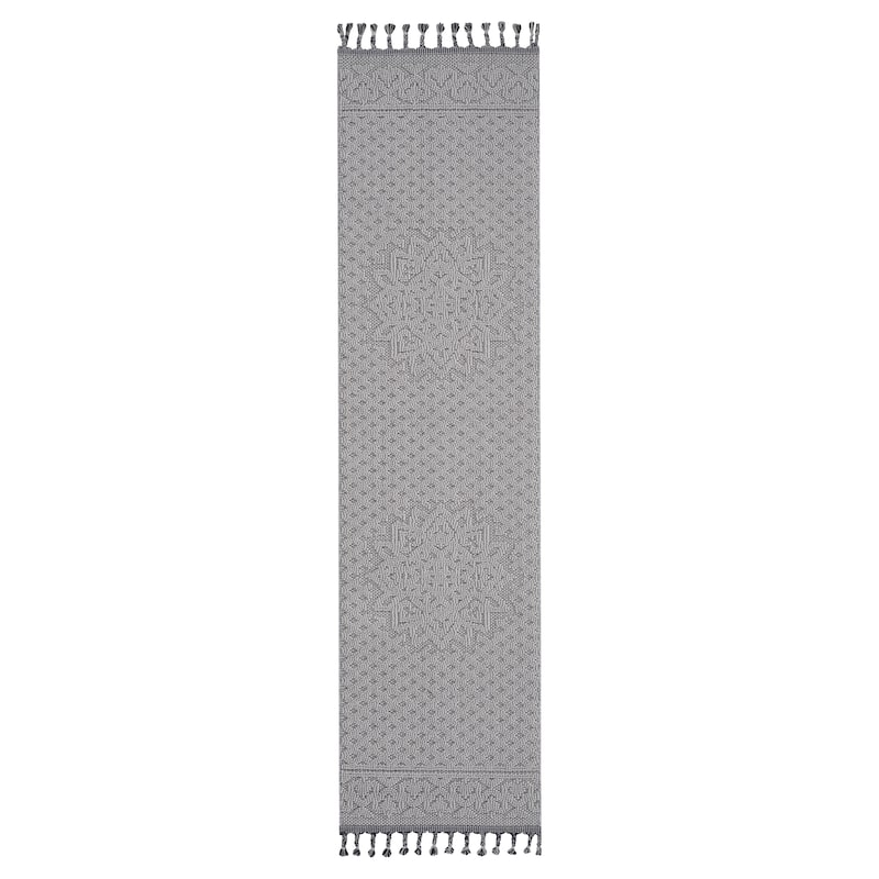 LOOM & LUXE Collection 2X8 Medallion Indoor/Outdoor Area Rug - 96" D x 26" W x 0.28" H - White