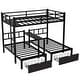 preview thumbnail 7 of 10, Full XL Over Twin & Twin Triple Bunk Bed With Drawers, Multi-Functional Metal Frame Bed With Desks and Shelves