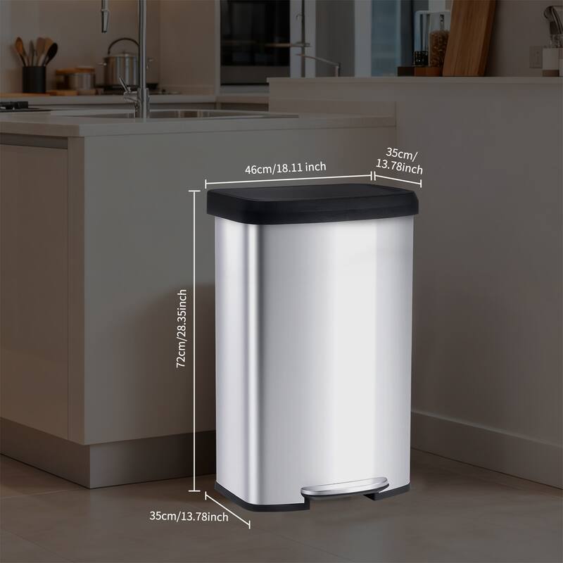 80 Liter / 21 Gallon Soft-Close, Smudge Resistant Trash Can with Foot Pedal, Stainless Steel, Sleek Finish