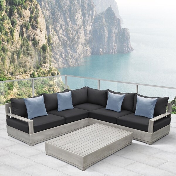 Martha Stewart Hillcrest II 3 Piece Wood Grey Patio Sectional Set Bed Bath Beyond 35280607