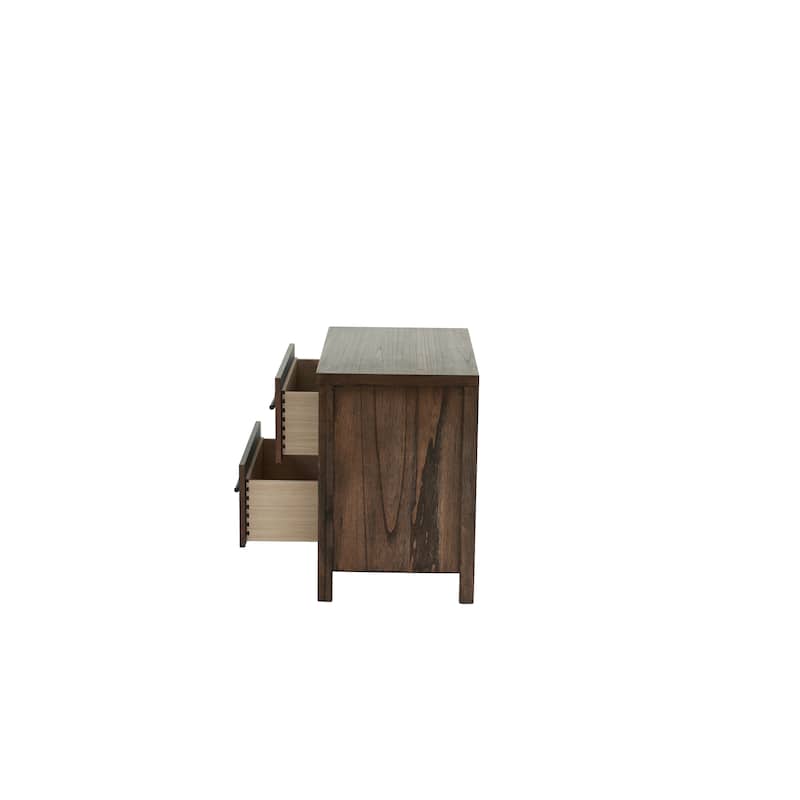 1pc Nightstand Wooden Bedside Table 2x Drawers Storage Bedroom Furniture
