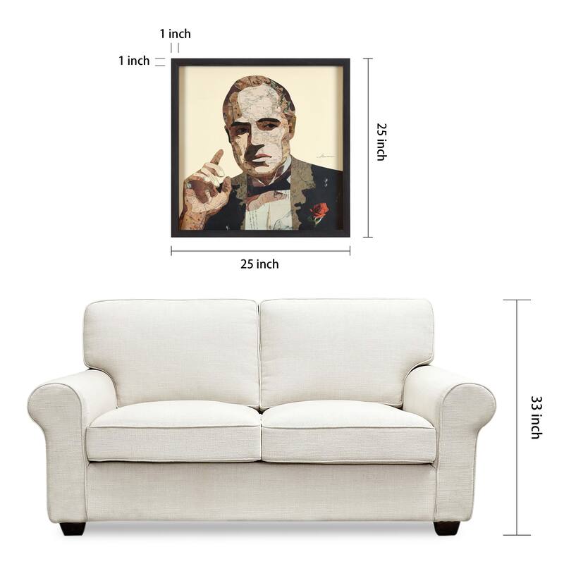 Empire Art "Godfather" Alex Zeng's dimensional collage, under glass & a black shadow box frame