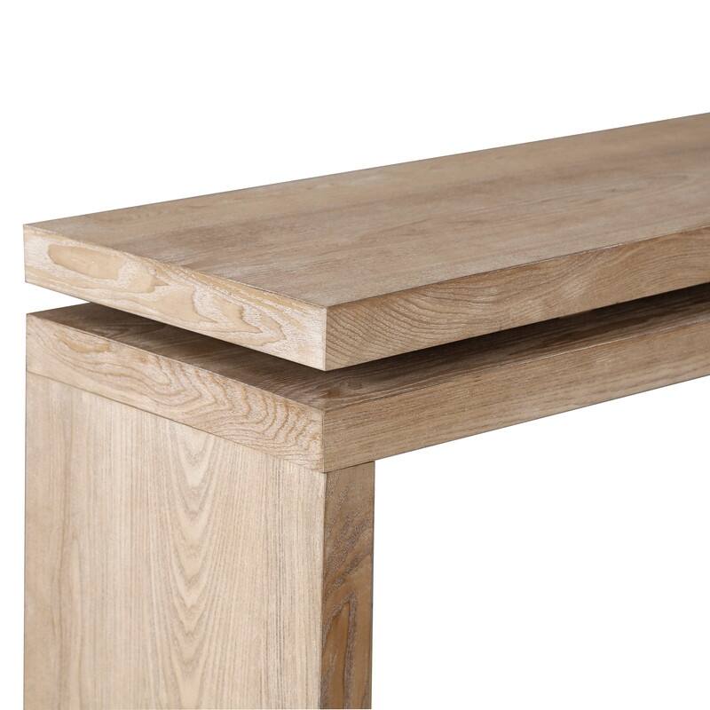 60'' Farmhouse Console Table - Retro Wooden Entryway Table with Double Board Suspension Design, Solid Wood & MDF, Sofa Table