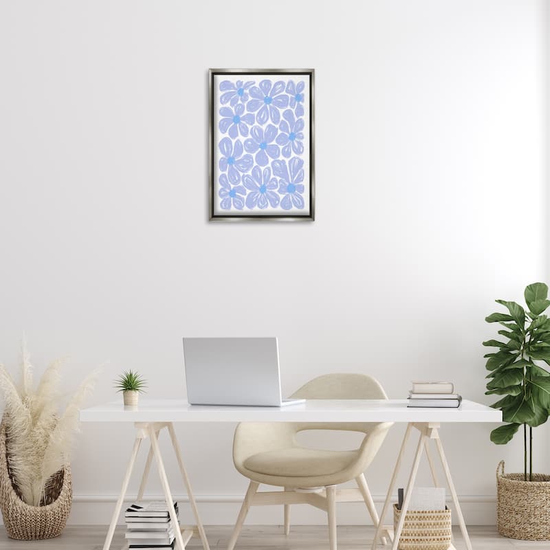 Stupell Blue Blooms Patterned Framed Floater Canvas Wall Art Design By Martina Pavlova