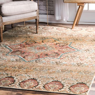 Nuloom Multi Contemporary Vintage Tribal Ornamental Framing Florid Border Area Rug