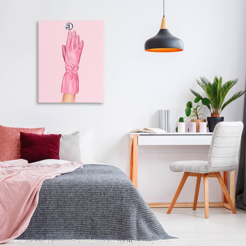 Stupell Pink Glove & Disco Ball Canvas Wall Art Design By Ziwei Li