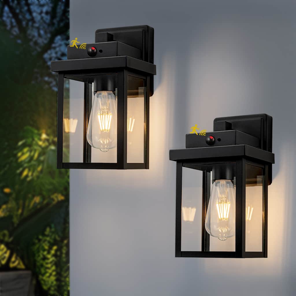 Motion Sensor Outdoor Wall Lantern with Clear Glass