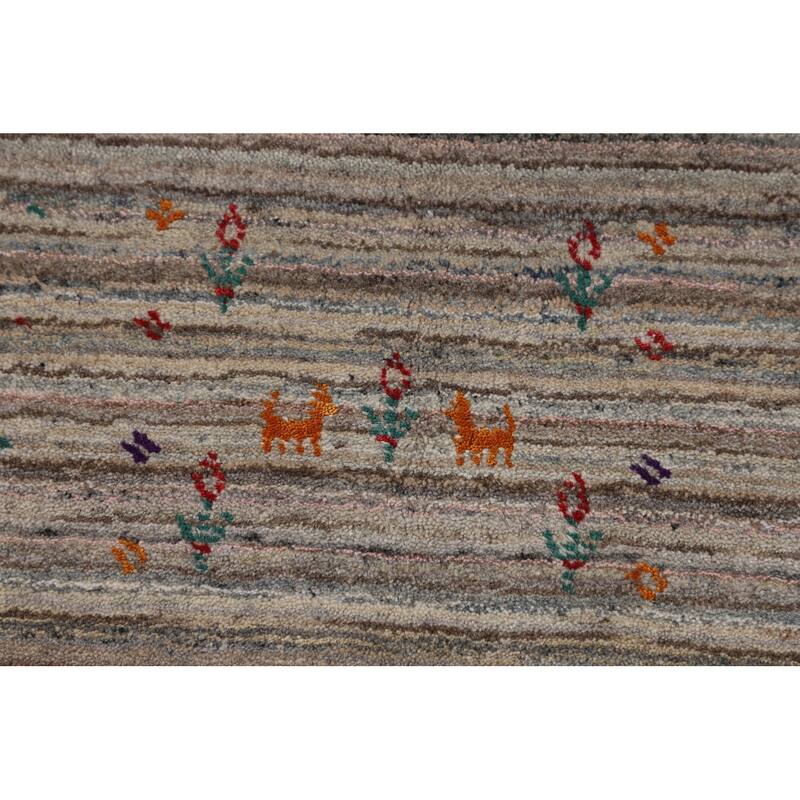 Gabbeh Oriental Area Rug Handmade Wool Carpet - 5'0" X 7'11"