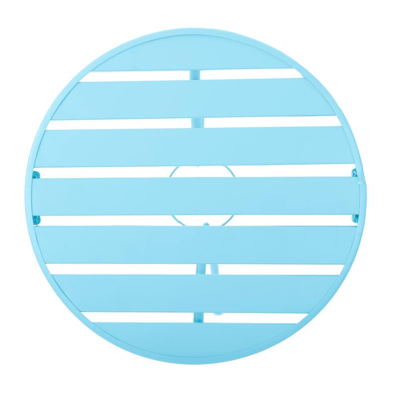Roomfitters 3-Piece Outdoor Bistro Set Metal Patio Dining Furniture with Round Table and 2 Chairs, Light Blue