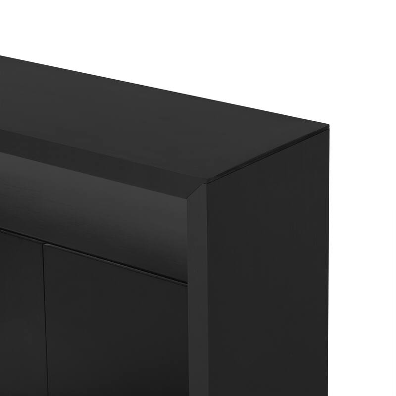 60" Solid Wood Sideboard Coffee Bar Cabinet Entryway Cabinets with Open Storage Shelf, Storage Console with 4 Door
