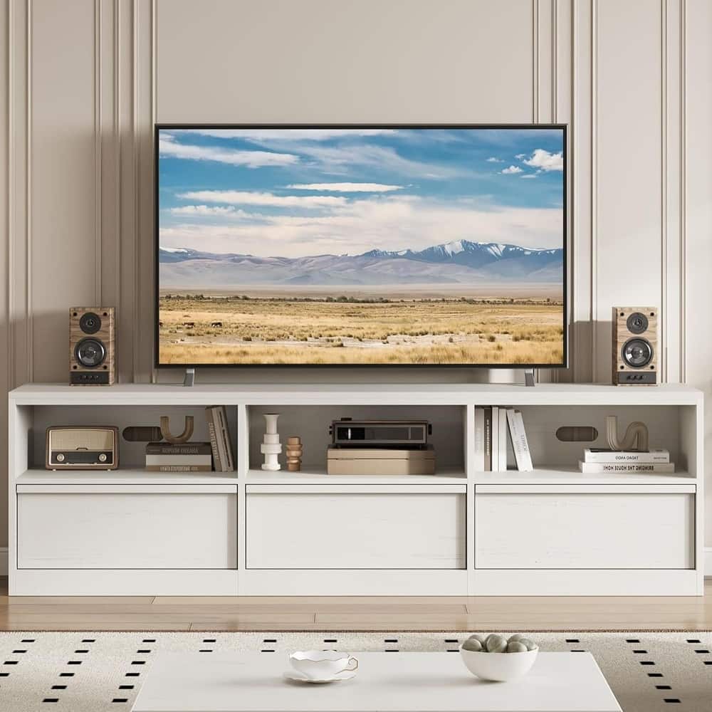 Industrial Modern TV Stand Entertainment Center with 3 Drawers Open Shelves for 65 70 75 Inch TVs - N/A