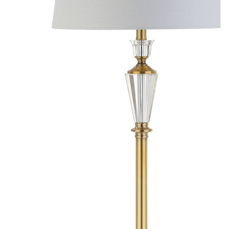 Evelyn 61" Crystal / Metal LED Floor Lamp, Brass Gold/Clear by JONATHAN Y - Brass Gold/Clear - 61" H x 15" W x 15" D