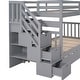 preview thumbnail 8 of 38, Multifunctional Design Wood Bunk Bed With Trundle, Stairway, Maximized Storage Space