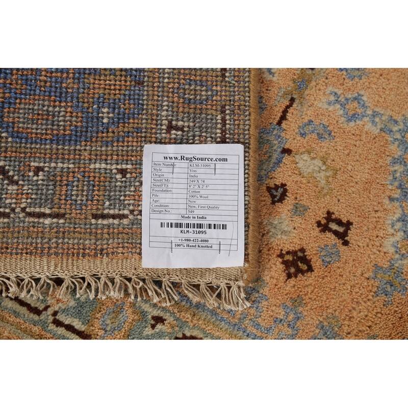 Geometric Viss Oriental Runner Rug Hand-Knotted Wool Carpet - 2'5"x 8'2"