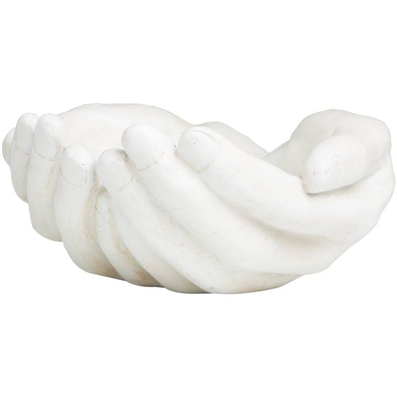 Classic Polystone Open Hands Sculpture - White or Gold