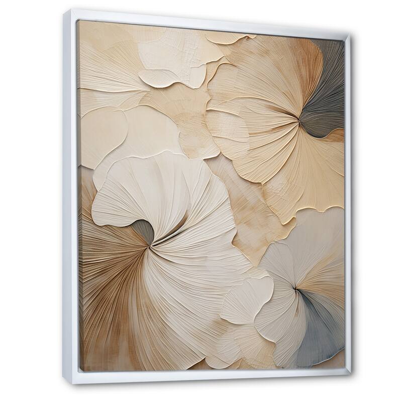 Designart "Beige Minimalism Elegance In Bloom " Flowers Framed Canvas Prints