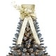 preview thumbnail 1 of 6, Sparkling Champagne Gold Santa Hat Tree Topper with Bow & Snowflakes - 25cm Festive Decor for Xmas Tree & Tabletop. Gold