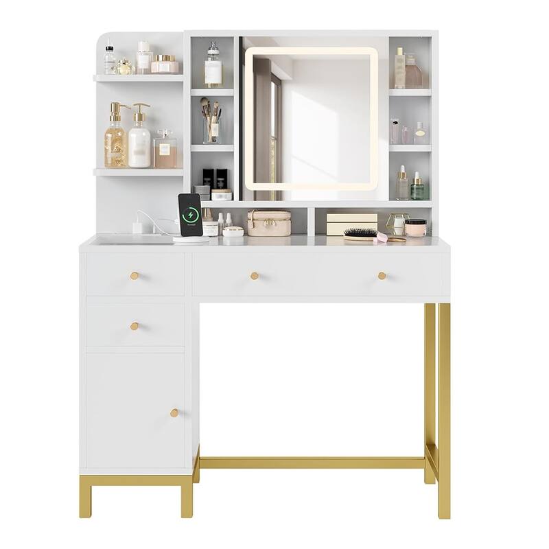 Vanity Desk with Lights 3 Color Lighting Modes
