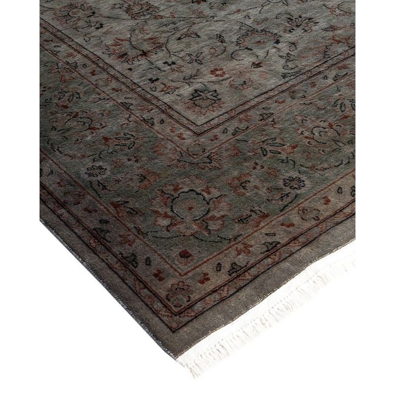 Overton Hand Knotted Wool Vintage Inspired Modern Contemporary Overdyed Gray Area Rug - 6' 3" x 9' 3"