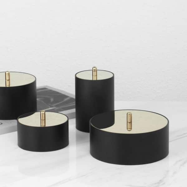 Shop Black Round Decorative Box With Gold Lid Overstock 28494512