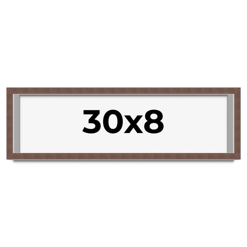 30x8 Shadow Box Frame Brown | 1.125 inches Deep Real Wood Rustic