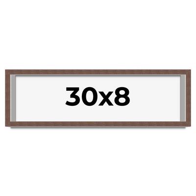30x8 Shadow Box Frame Brown | 1.125 inches Deep Real Wood Rustic