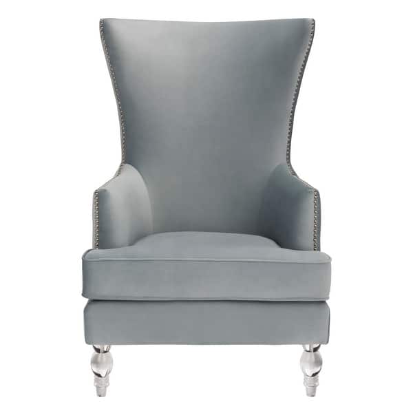 Safavieh Couture Home Geode Modern Glam Light Silver Velvet Wingback Chair