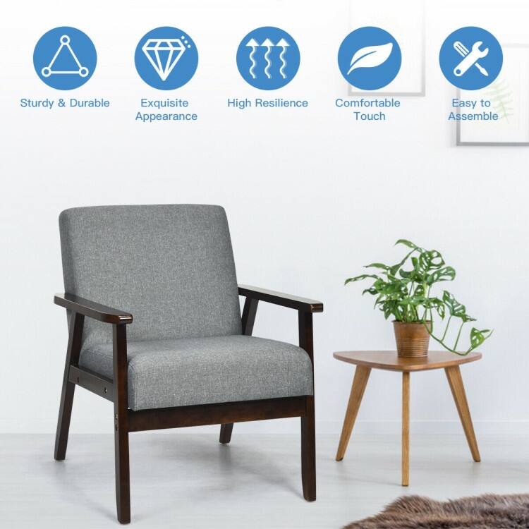 Mid-Century Retro Fabric Accent Armchair for Living Room Comfort and Style