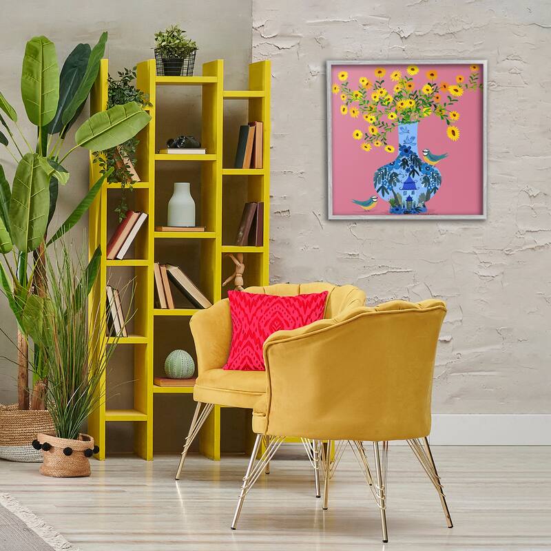 Stupell Ornate Vase with Daisies Framed Giclee Art Design By Kay Widdowson
