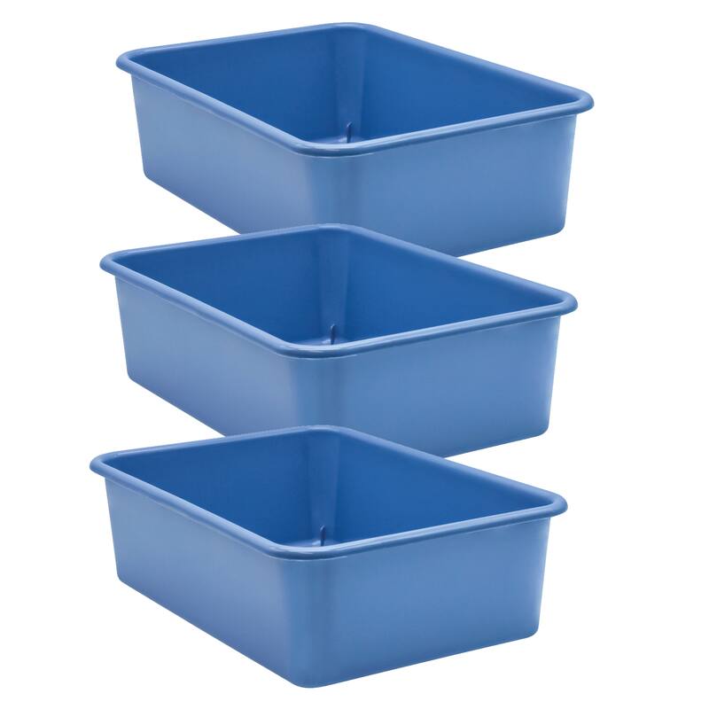 Teacher Created Resources Slate Blue Large Plastic Storage Bin, Pack of 3