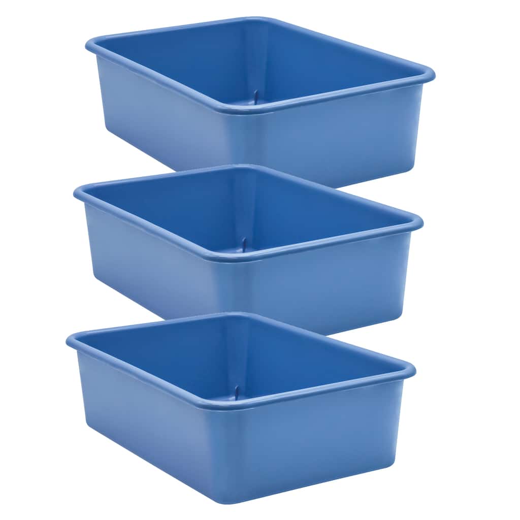 Teacher Created Resources Slate Blue Large Plastic Storage Bin, Pack of 3
