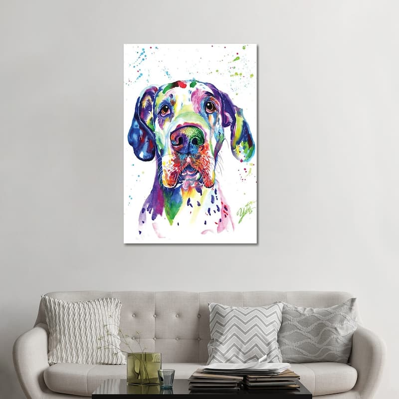 iCanvas "Colorful Great Dane" by Yubis Guzman Canvas Print - 48x32x1.5