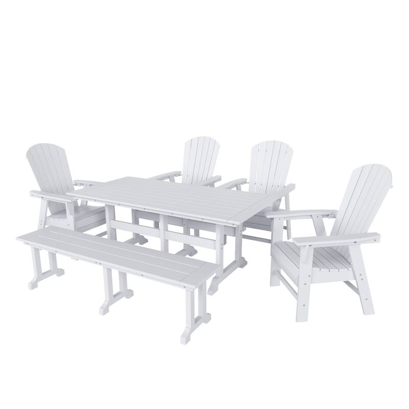 Altura 6-Piece Rectangular Poly Eco-Friendly All Weather Outdoor Dining Set with Bench
