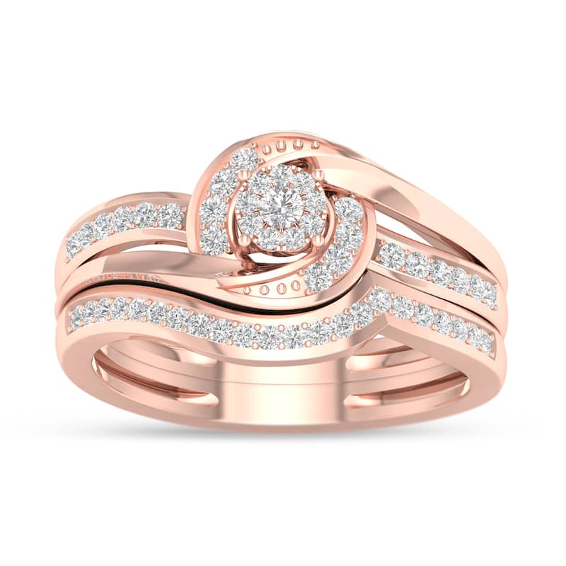 1/3ct TDW Diamond Bypass Bridal Set in 10K Gold for Women - Rose Gold - 6
