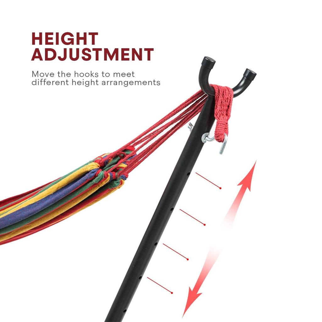 Double Hammock with Stand Heavy Duty Freestanding Hammock Patio Hammock Bed Portable with Carrying Bag