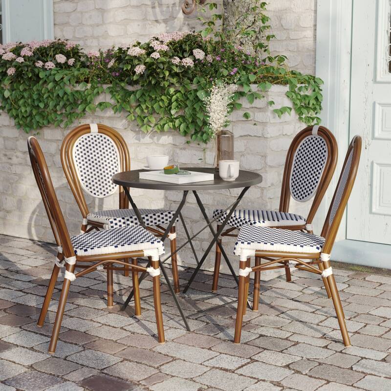 4 Pack All-Weather Commercial Paris Chair with Metal Frames
