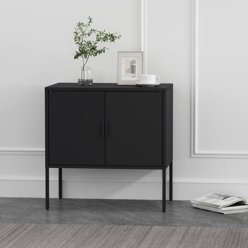 Manhattan Comfort Ava 24" Metal Accent Cabinet - Black