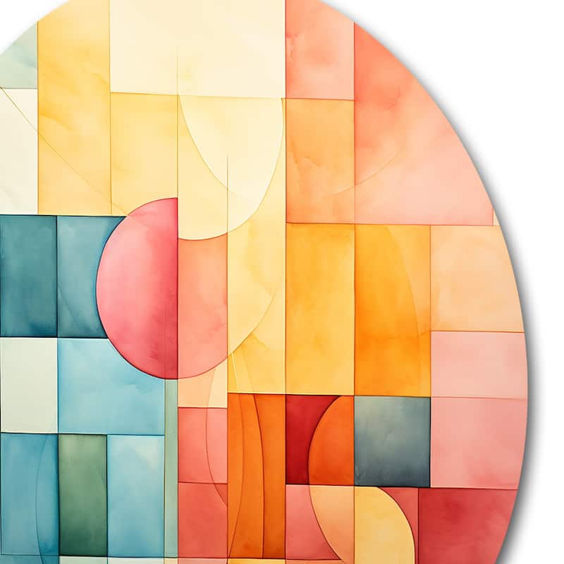 Designart "Cubism Experiment With Minimalist II" Landscapes Metal Circle Wall Decor