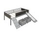 preview thumbnail 39 of 62, Kids Twin Size Low Loft Bed with Rope Climbing Frame, Slide, Double-Sided Chalkboards and Lockable Underbed Storage Boxes