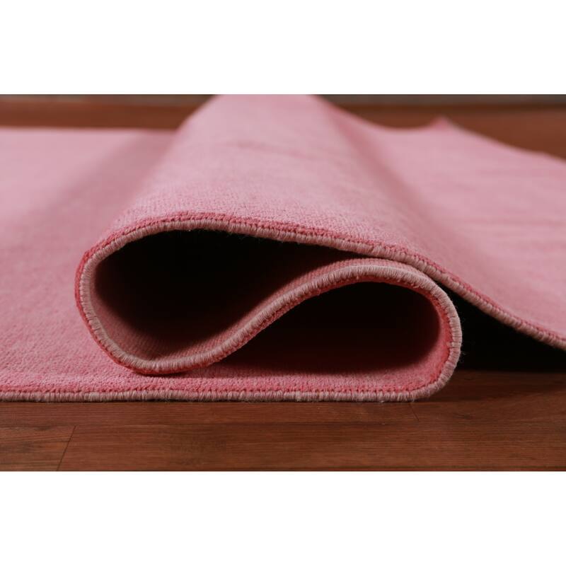 Hand Knotted Oriental 100% Wool Carpet Modern Solid Pink Gabbeh Area Rug - 12' 2'' X 9' 0''